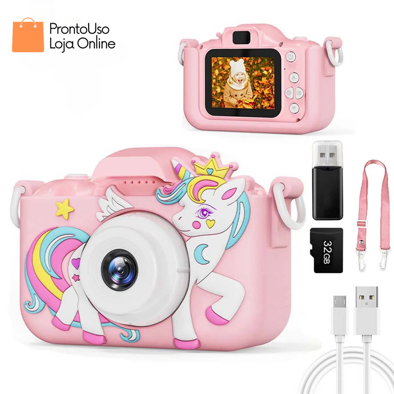 Câmera Digital Infantil HD 1080P com Dual Lens e Cartão 32GB