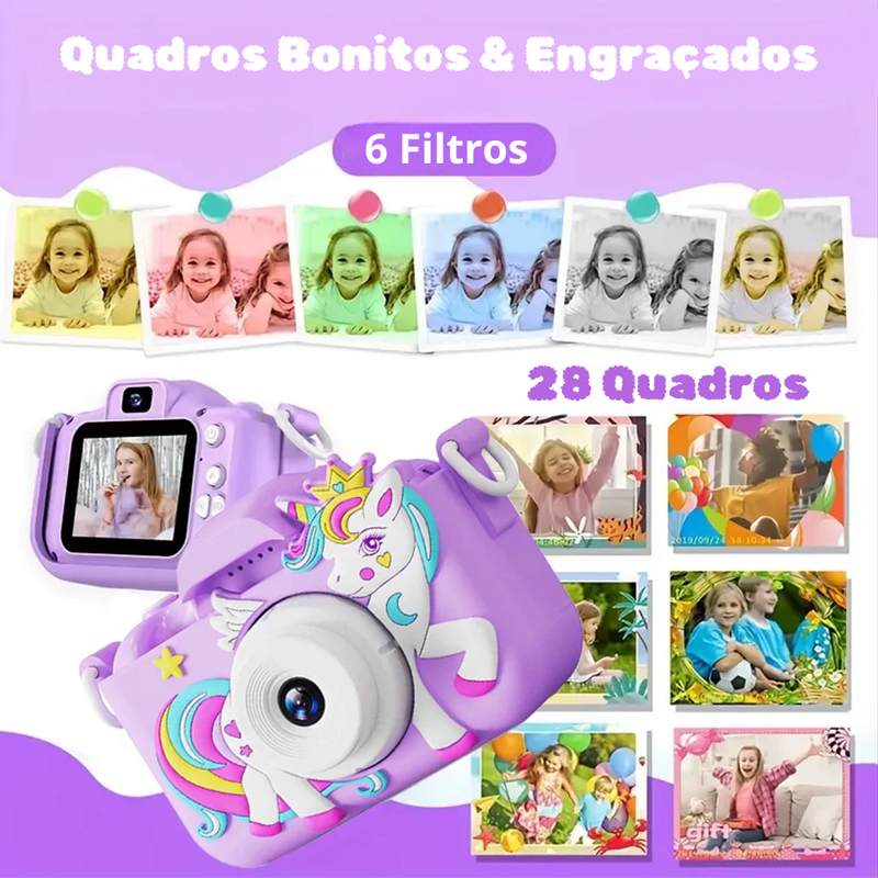 Câmera Digital Infantil HD 1080P com Dual Lens e Cartão 32GB